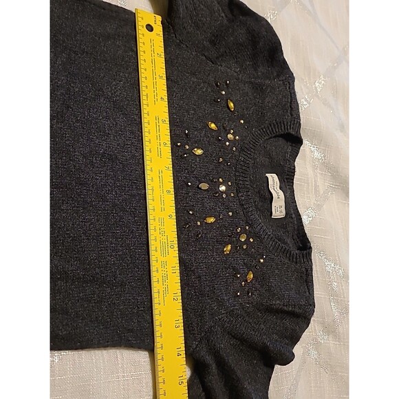 Abercrombie Kids Girls Sweater Dress 15/16 Gray Embellished Knit Long Sleeve - Picture 9 of 11